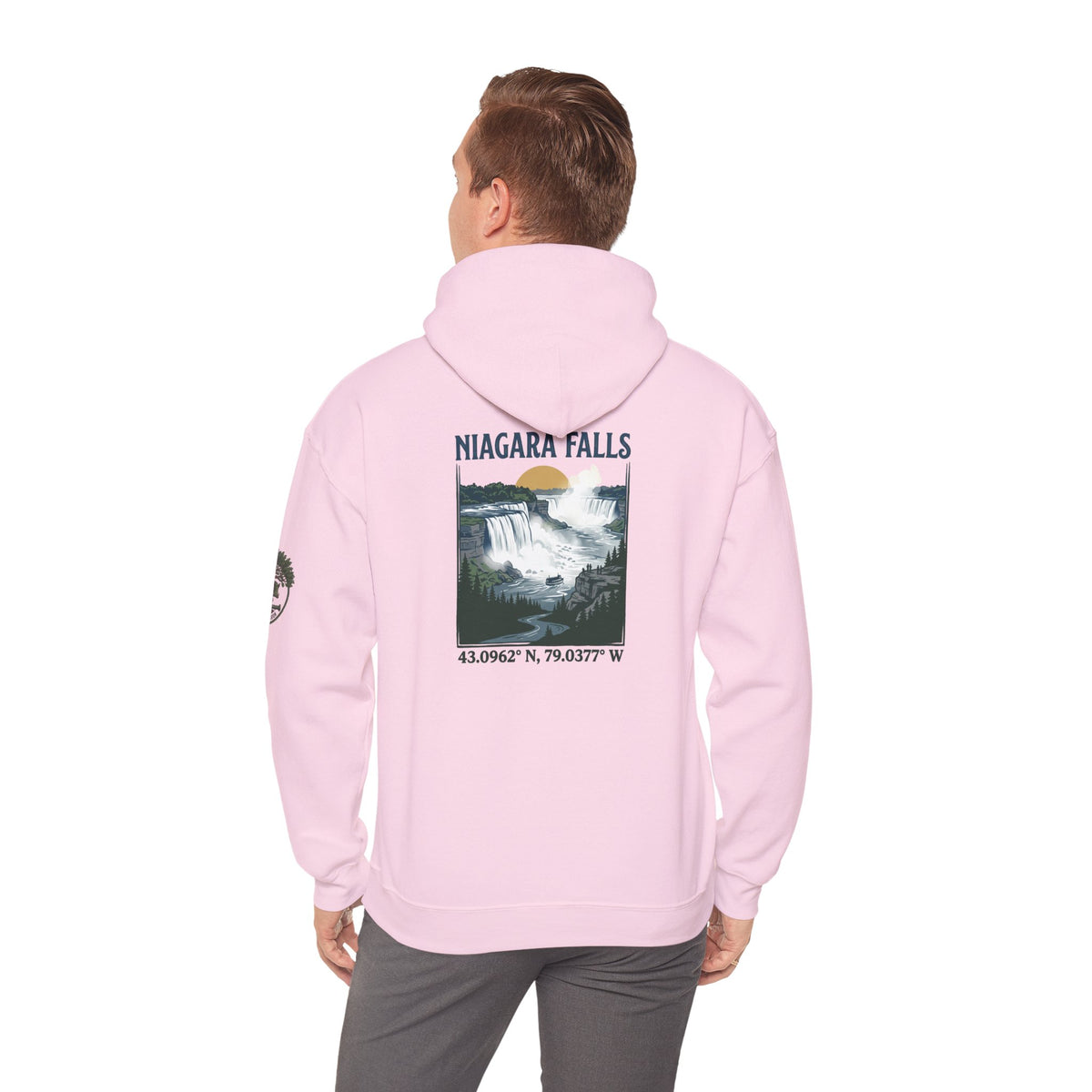 Niagara Falls Hoodie – Vintage Landscape Graphic with Coordinates