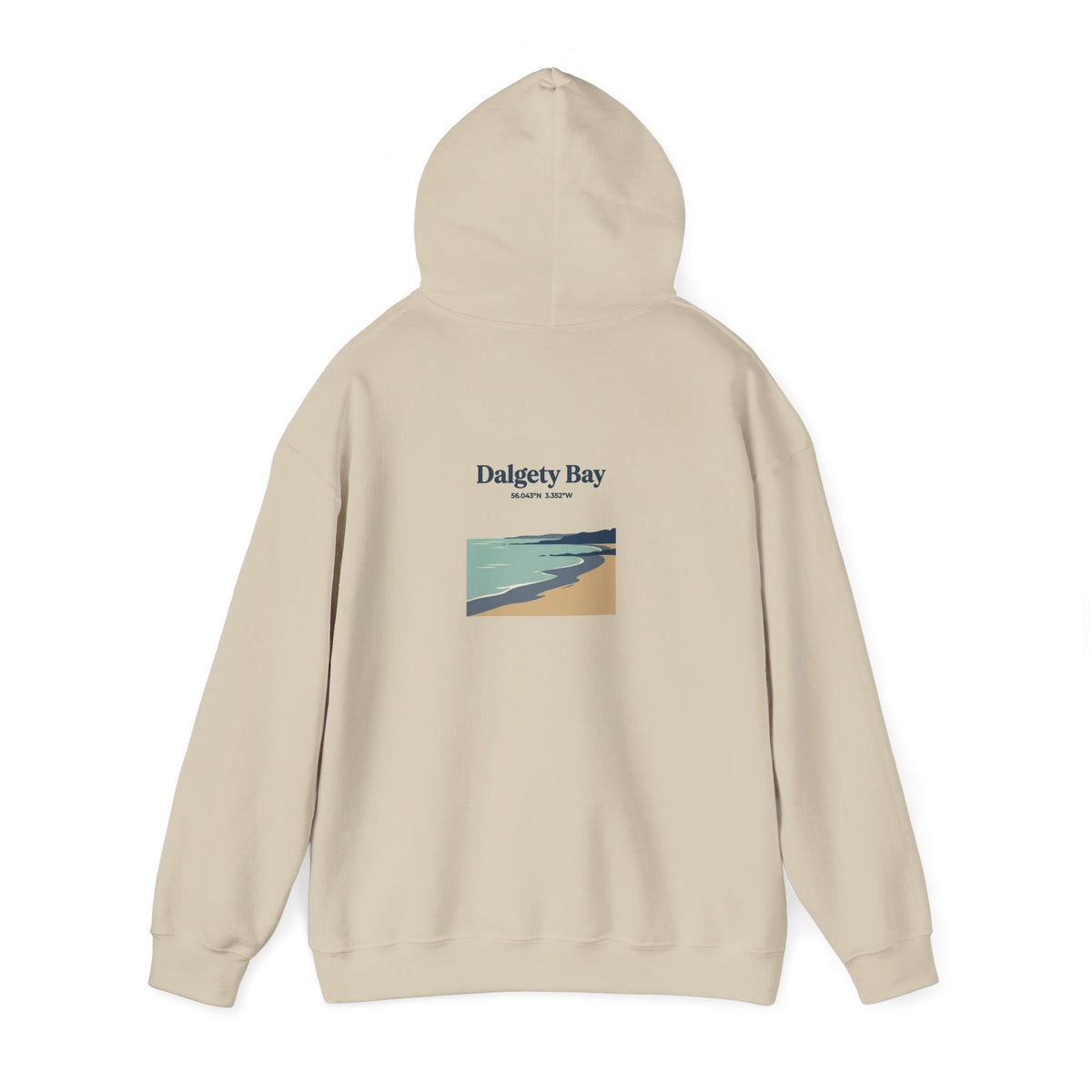 Dalgety Bay Scenic Hoodie — Retro Coastal Beach Graphic Hooded Sweatshirt