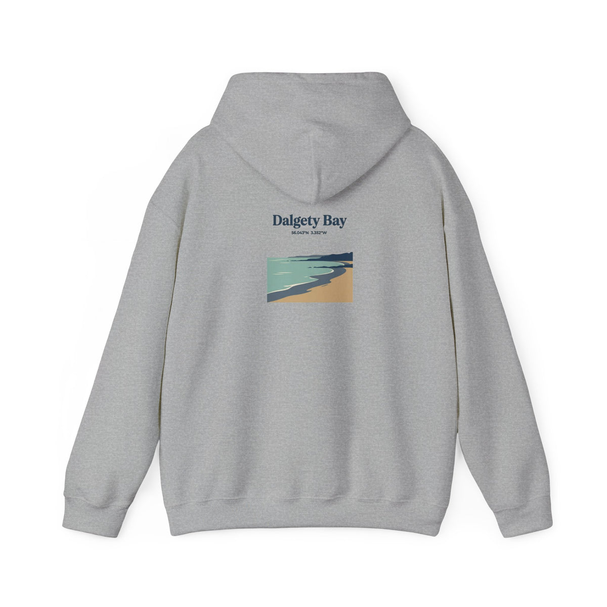 Dalgety Bay Scenic Hoodie — Retro Coastal Beach Graphic Hooded Sweatshirt
