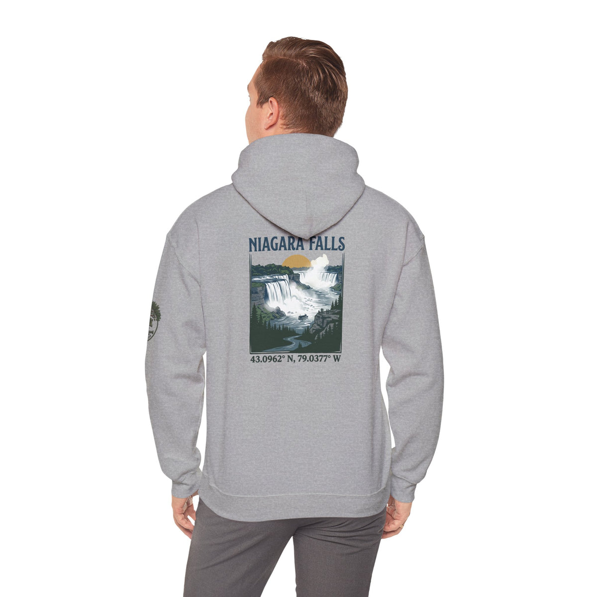 Niagara Falls Hoodie – Vintage Landscape Graphic with Coordinates