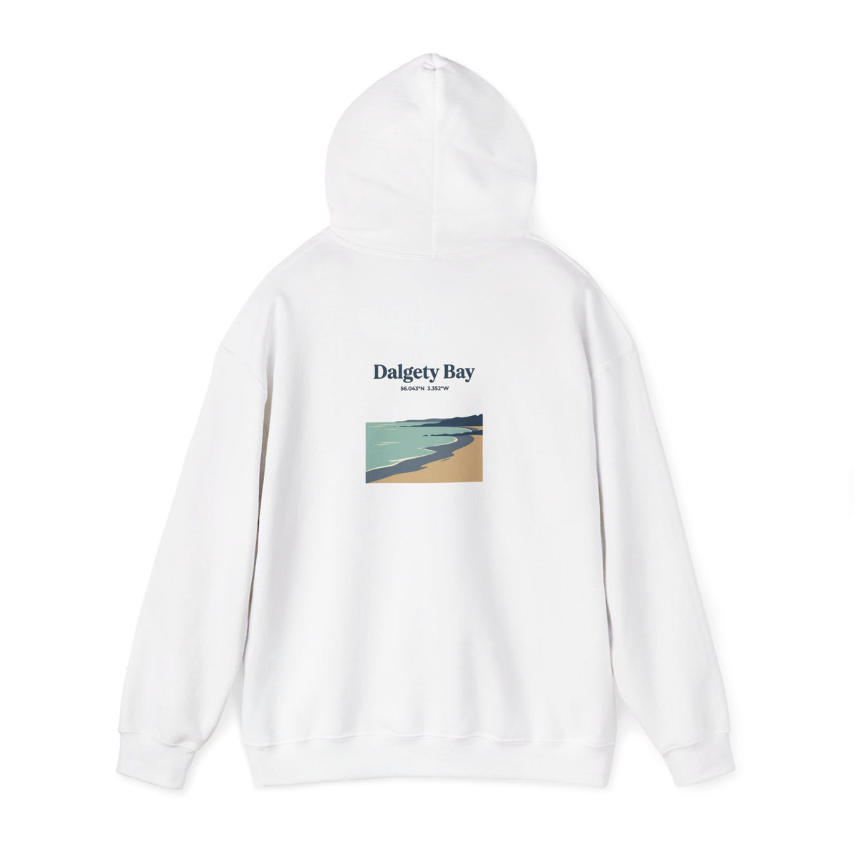 Dalgety Bay Scenic Hoodie — Retro Coastal Beach Graphic Hooded Sweatshirt