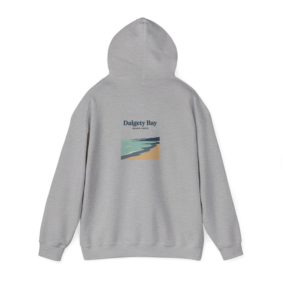Dalgety Bay Scenic Hoodie — Retro Coastal Beach Graphic Hooded Sweatshirt