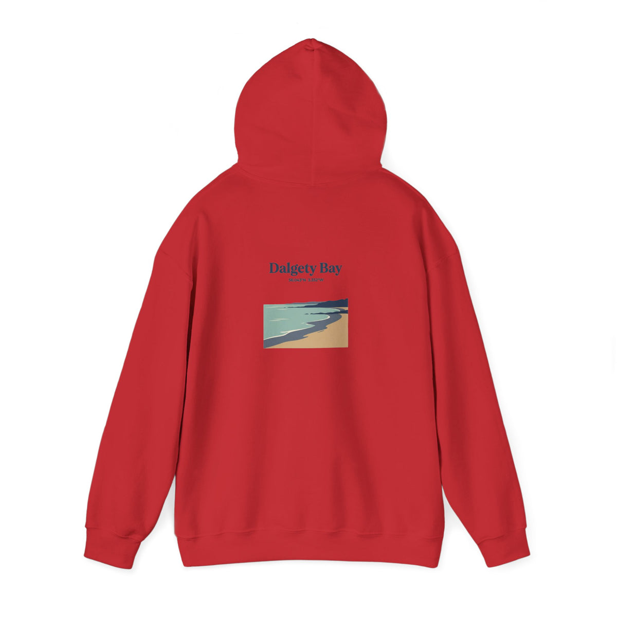 Dalgety Bay Scenic Hoodie — Retro Coastal Beach Graphic Hooded Sweatshirt