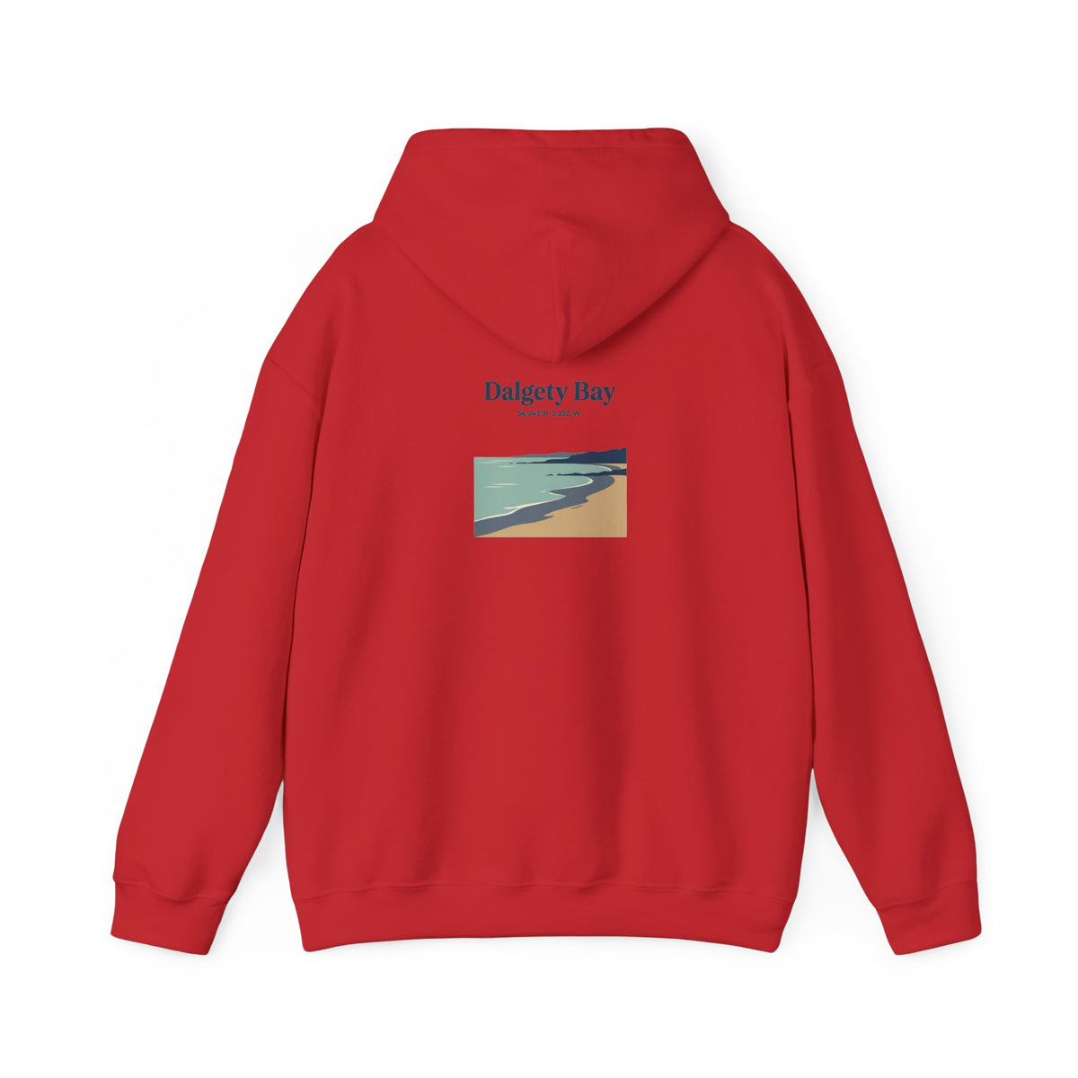 Dalgety Bay Scenic Hoodie — Retro Coastal Beach Graphic Hooded Sweatshirt