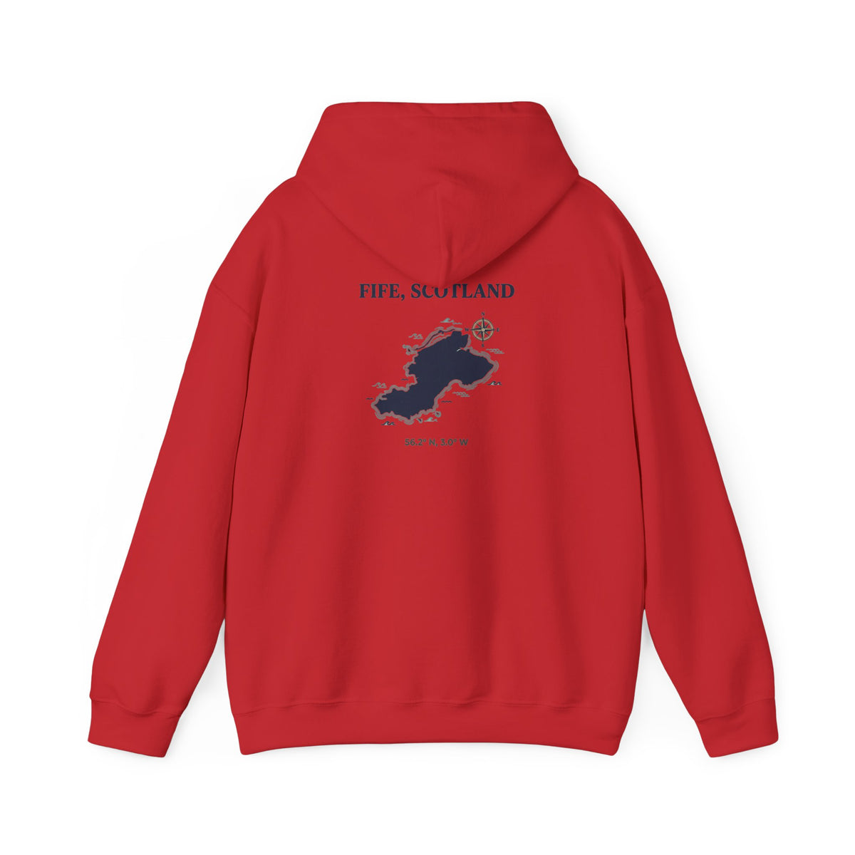 Fife, Scotland Map Hoodie – Minimal Nautical Island Graphic Hooded Sweatshirt