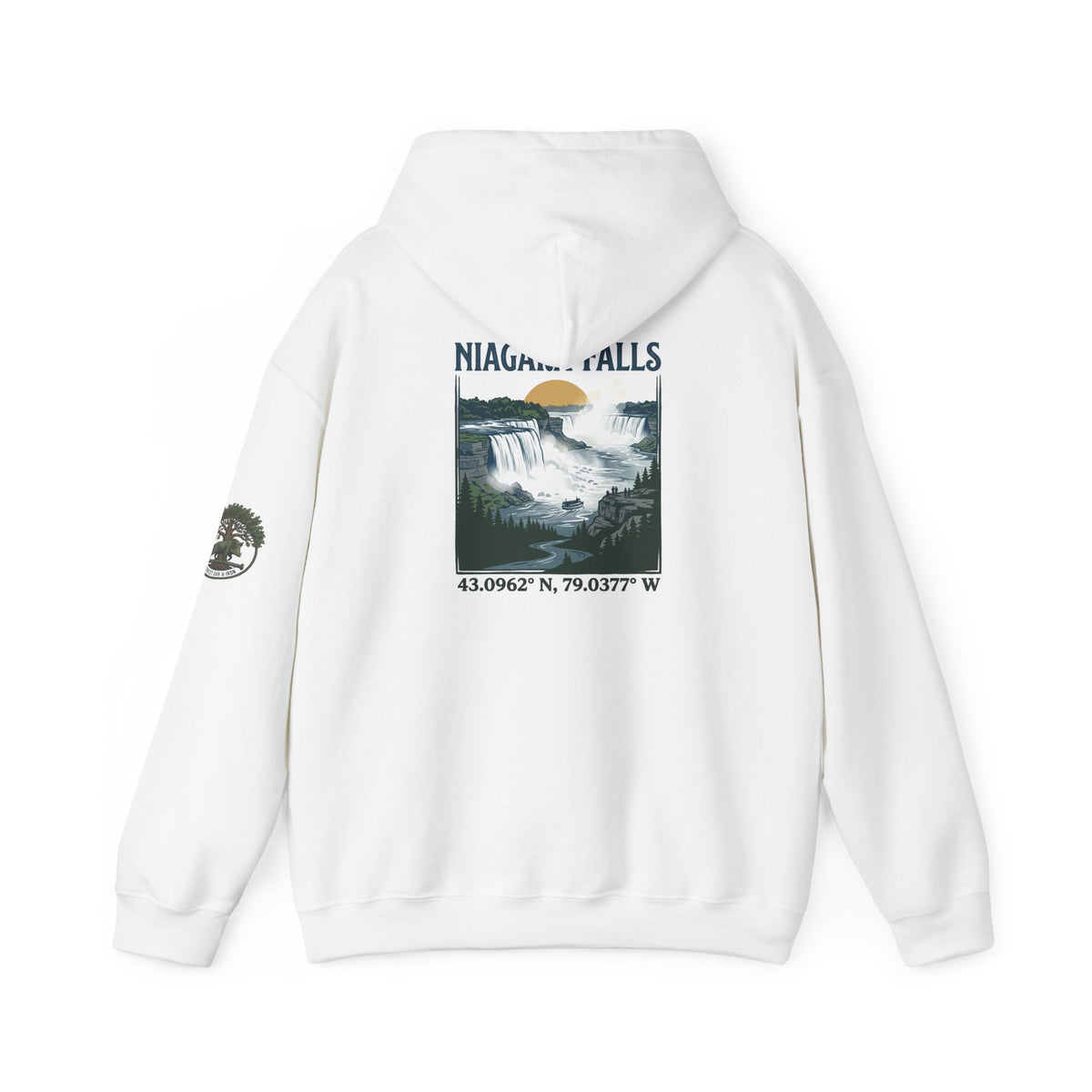 Niagara Falls Hoodie – Vintage Landscape Graphic with Coordinates