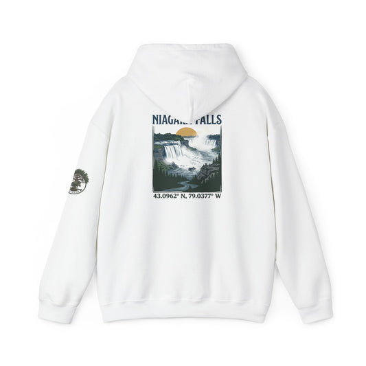 Niagara Falls Hoodie – Vintage Landscape Graphic with Coordinates