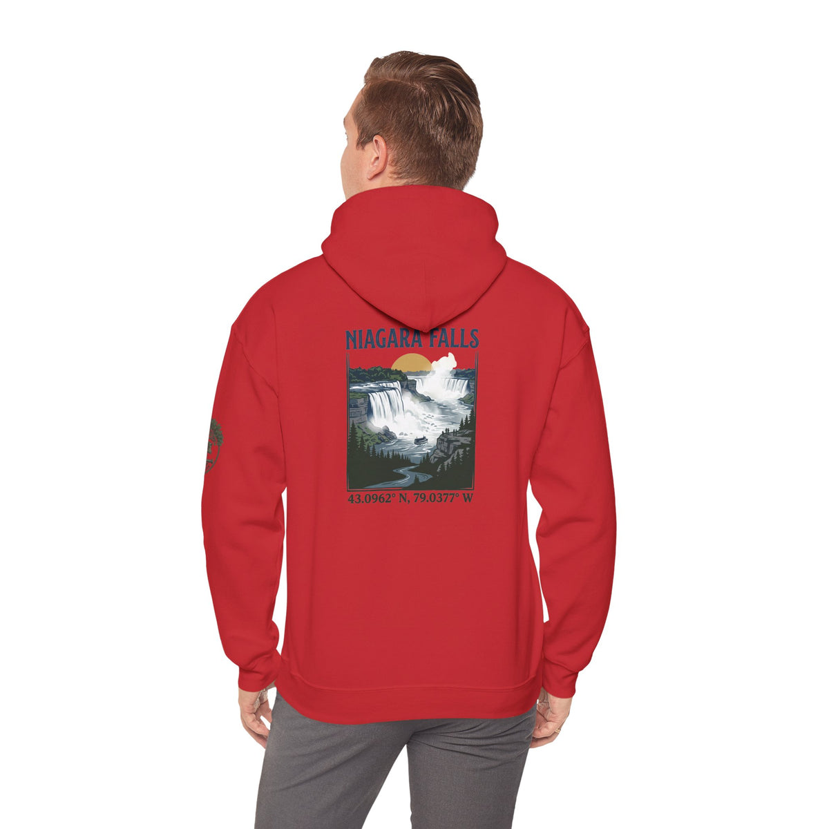 Niagara Falls Hoodie – Vintage Landscape Graphic with Coordinates