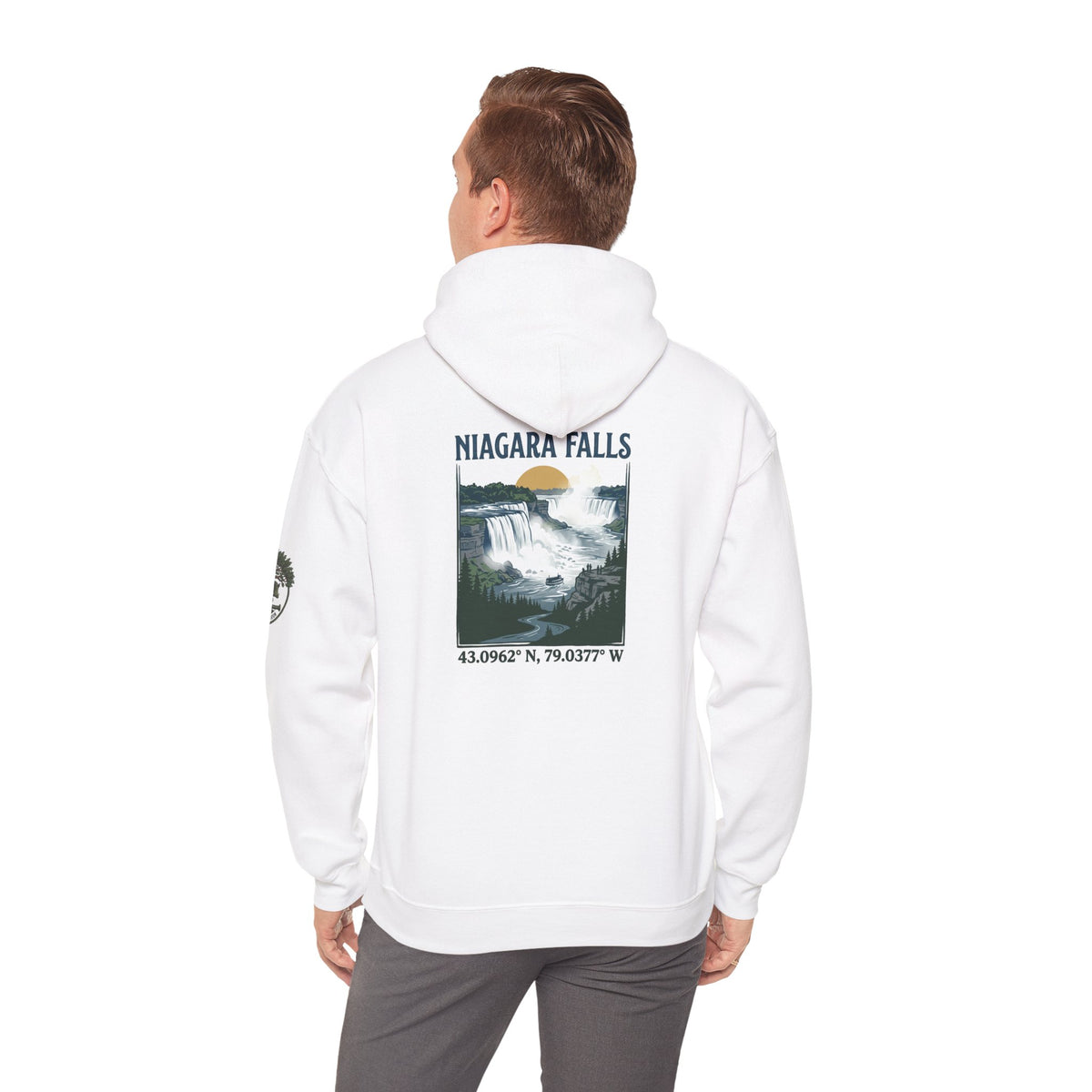 Niagara Falls Hoodie – Vintage Landscape Graphic with Coordinates