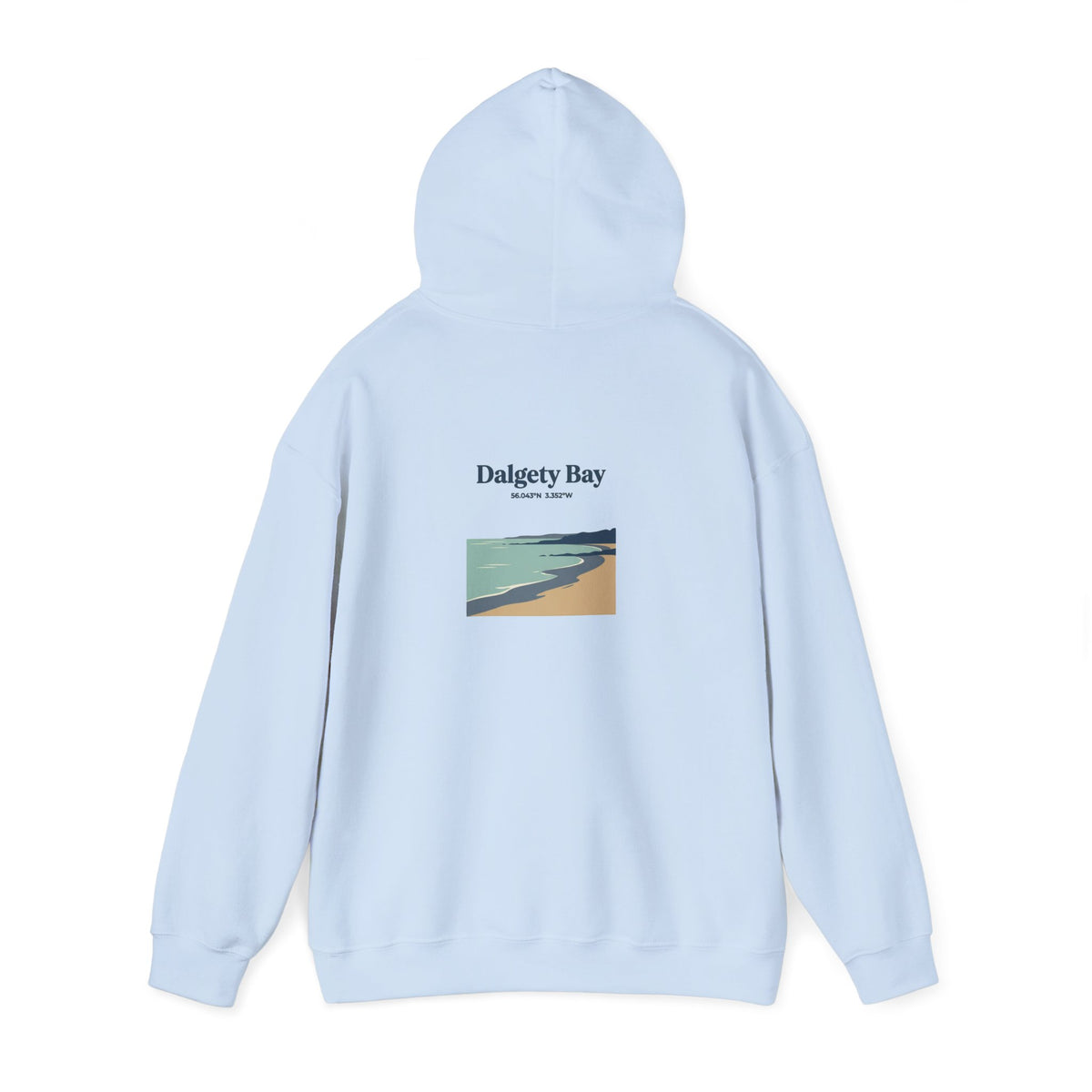 Dalgety Bay Scenic Hoodie — Retro Coastal Beach Graphic Hooded Sweatshirt