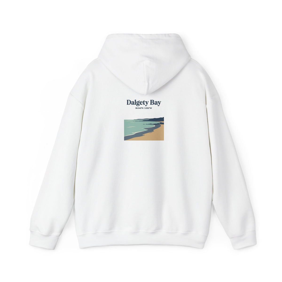 Dalgety Bay Scenic Hoodie — Retro Coastal Beach Graphic Hooded Sweatshirt