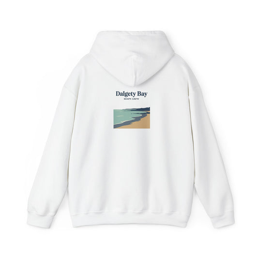 Dalgety Bay Scenic Hoodie — Retro Coastal Beach Graphic Hooded Sweatshirt