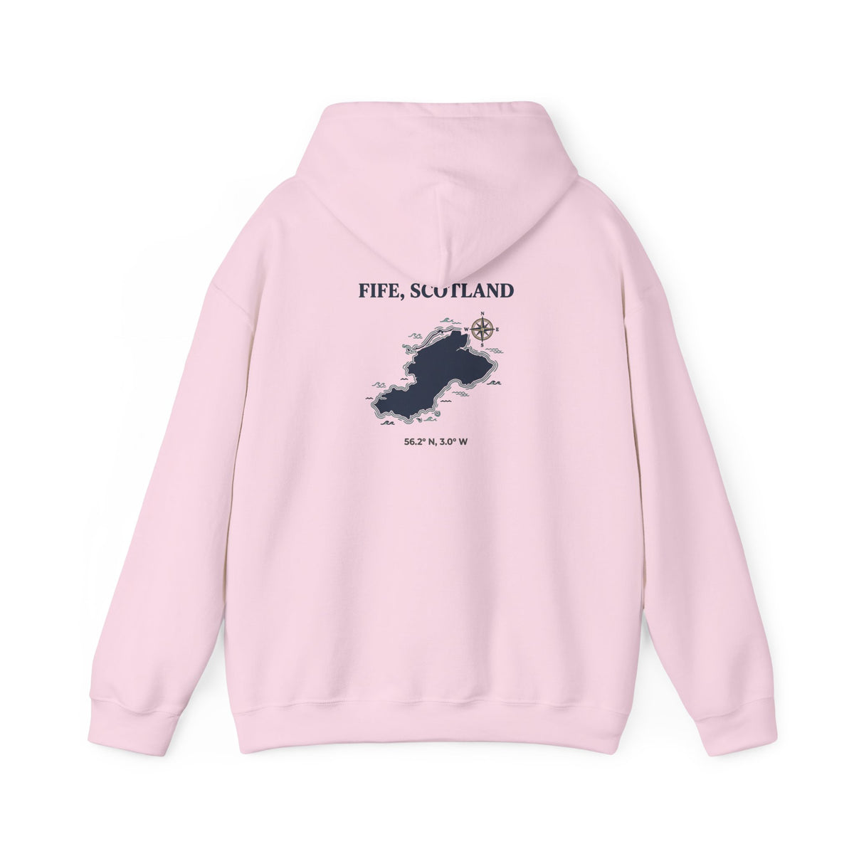 Fife, Scotland Map Hoodie – Minimal Nautical Island Graphic Hooded Sweatshirt