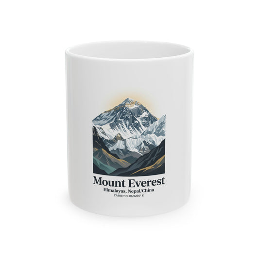 Mount Everest Ceramic Mug — Mountain Travel Coffee Cup (11oz & 15oz)
