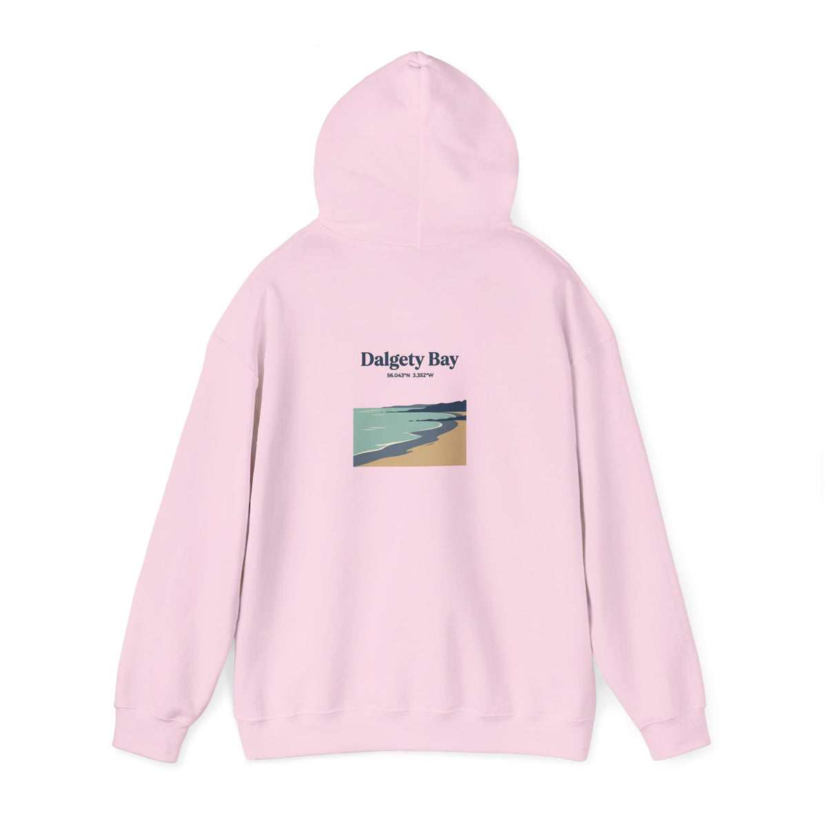 Dalgety Bay Scenic Hoodie — Retro Coastal Beach Graphic Hooded Sweatshirt