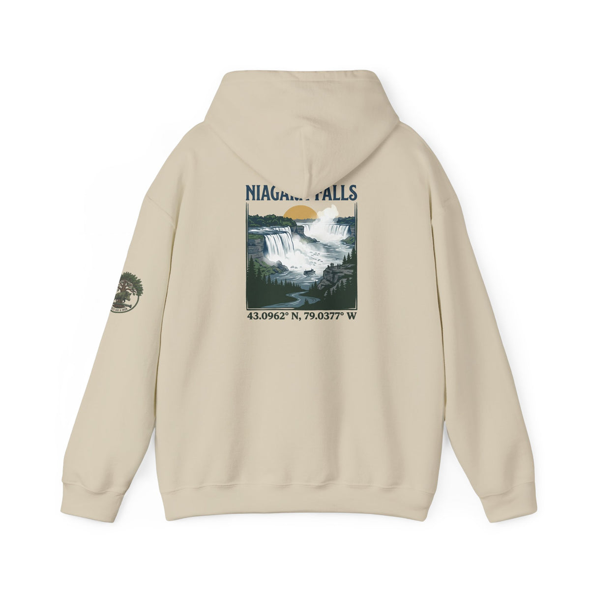Niagara Falls Hoodie – Vintage Landscape Graphic with Coordinates