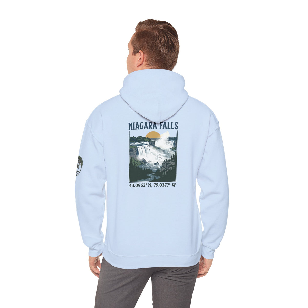 Niagara Falls Hoodie – Vintage Landscape Graphic with Coordinates