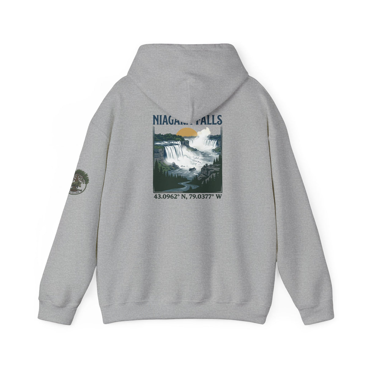 Niagara Falls Hoodie – Vintage Landscape Graphic with Coordinates